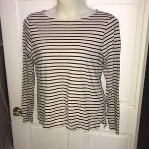 J crew long sleeve top cream blue striped xl
